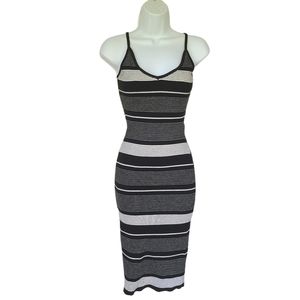 Windsor Black and White Striped Midi Sweater Dress